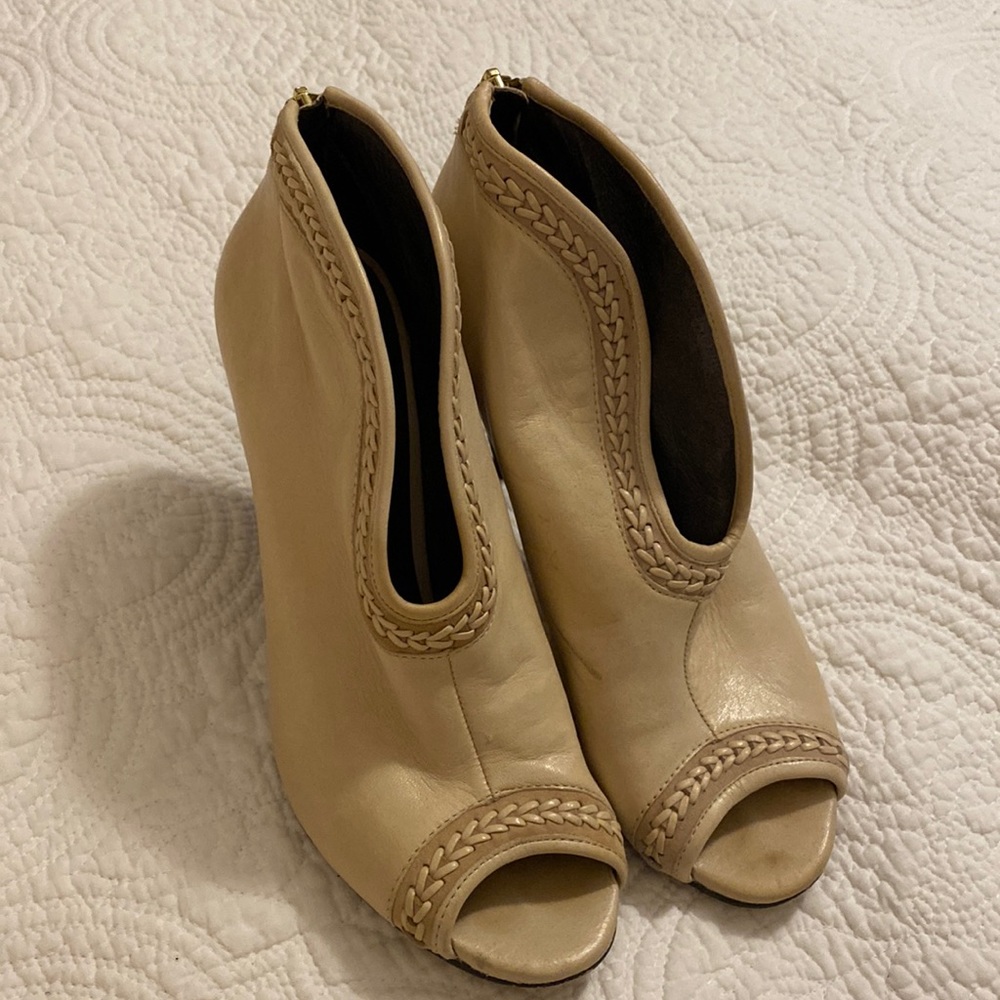 Vince Camuto leather braided bootie heels